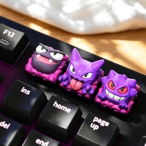 Tasti personalizzati Pokemon artigianali, tasti Gengar in resina fatti a mano, tasti anime personalizzati, tasti 3D carini fatti a mano, tasti per tastiera MX Switch