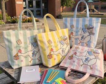 Bolso de mano bordado Silly Goose para profesores de educación especial, regalos divertidos para profesores de educación especial, bolsos de mano para profesores de educación especial, lona para el equipo de educación especial