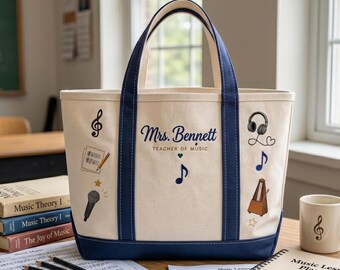 Bolso de mano bordado personalizado para profesor de música, regalo personalizado para profesor de piano y violín, bolso bordado para director de coro, bolso escolar con notas musicales.