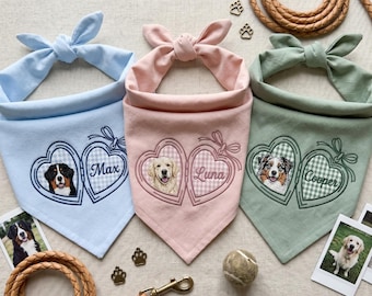 Pañuelo personalizado para perros del 4 de julio, bufanda para mascotas bordada a cuadros azules, pañuelos con nombres patrióticos, bufanda para cachorros con nombre personalizado, regalos para mascotas de EE. UU.