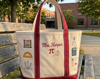 Personalized Custom Math Teacher Tote Bag, Custom Gift for Teachers, Geometry Algebra Classroom Canvas Bag, Back to School Totes,School Gift