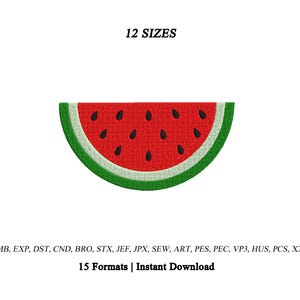Watermelon Slice Embroidery Design | Watermelon Machine Embroidery Design | Half Watermelon Design | Summer Watermelon Slice | 12 Sizes