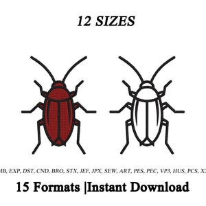 Cockroach Embroidery Design | Roach Machine Embroidery Design | Halloween Insect Embroidery | Bug Embroidery Design | 12 Sizes