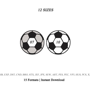 Soccer Ball Number Embroidery Design | Soccer Jersey Number Machine Embroidery File | ersey Number Embroidery |Football Team Number|12 Sizes