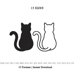 Cat Embroidery Design | Black Cat Machine Embroidery File | Sitting Cat Embroidery Pattern | Cute Cat Embroidery Design | Kitten Embroidery