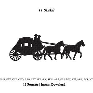 Horse Carriage Embroidery Design | Stagecoach Clipart | Harness Racing Embroidery Pattern | Amish Horse Buggy Embroidery|Machine Embroidery