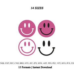 May include: Four circular smiley face icons arranged in a square grid. The top left is pink with white eyes and mouth, top right is pink with black eyes and mouth, bottom left is white with pink outline, and bottom right is white with black features.