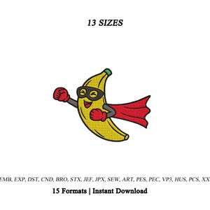 Super Banana Embroidery Design | Banana Superhero Embroidery | Funny Banana Machine Embroidery | Cute Fruit Embroidery | Banana Shirt Design