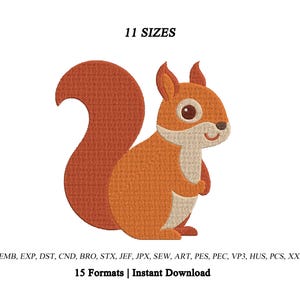 Squirrel Embroidery Design | Squirrel Machine Embroidery File | Woodland Wild Animal Machine Embroidery File|Mini Squirrel Embroidery Design