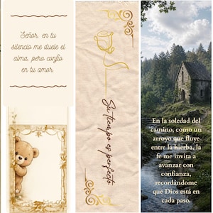 Bellos Separadores de Libros Cristianos de Fe y Amor、Pack de 5 Marcapáginas Devocionales PDF、Descarga Digital Instantánea。