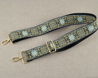 Greenish Yellow Floral Purse Strap 5cm or 2 inch wide