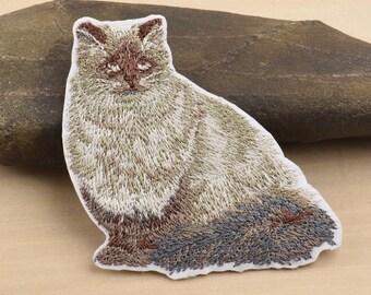 2.5" Embroidered Cat Iron On Patch for DIY Clothing