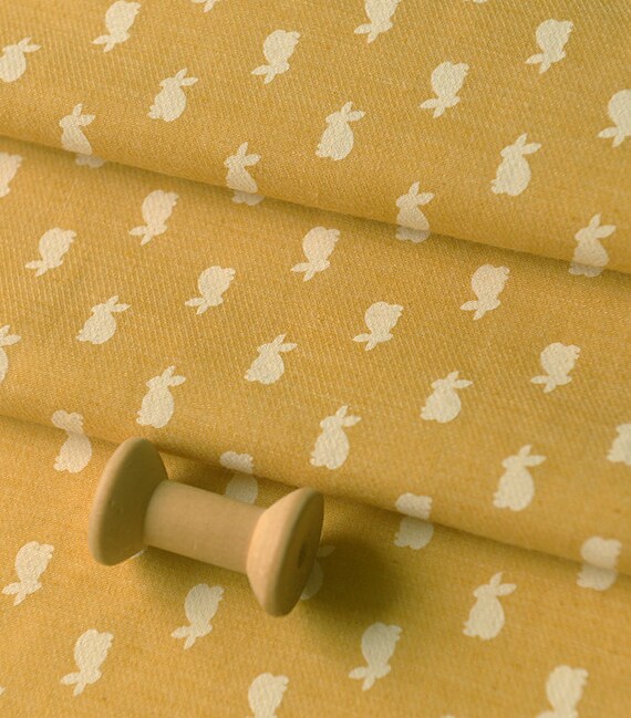 Yellow and White Rabbit Fabric Sold by Half Yard MJ929 - Etsy