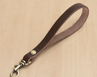 Dark Brown Real Leather Wristlet Strap