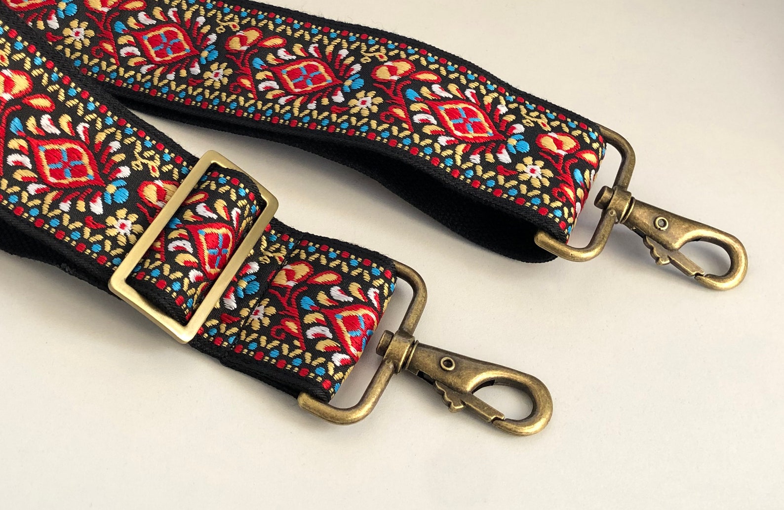 5cm Wide Red Embroidered Bag Strap Adjustable Purse Strap Replacement ...