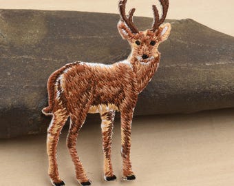 1.57" Brown Deer Patch Iron On, Embroidered Animal Appliques for Jackets, Shirts, Bags, Caps