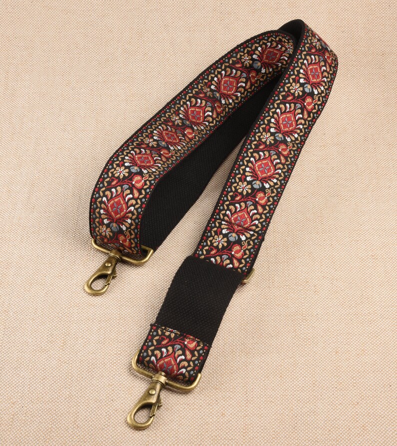 5cm wide Red Embroidered Bag Strap Adjustable Purse Strap Etsy