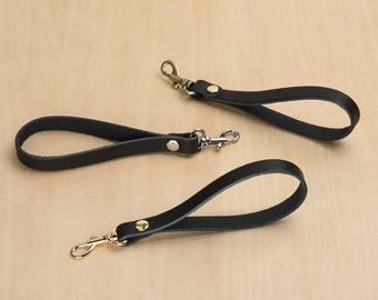 Black Real Leather Wristlet Strap