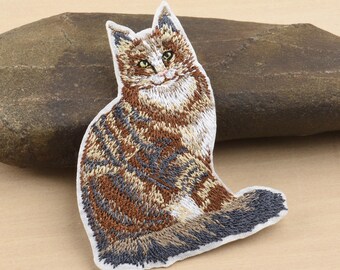 2" Embroidered Cat Iron On Patch for DIY Clothing