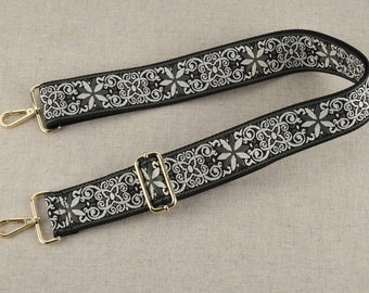 Dusty Green Floral Purse Strap 5cm or 2 inch wide