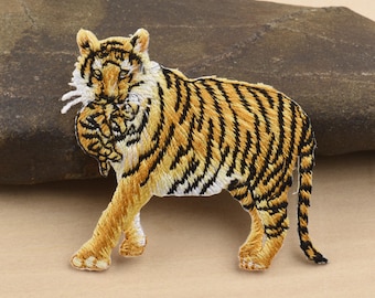 2.2" Tigers Family Iron On Patch, Embroidered Animal Appliques for Jackets, Shirts, Bags, Caps