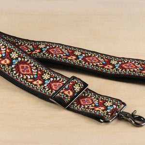 5cm wide Red Embroidered Bag Strap Adjustable Purse Strap Replacement