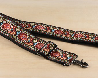 5cm wide Red Embroidered Bag Strap Adjustable Purse Strap Replacement