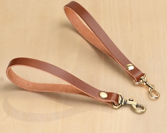 Brown Real Leather Wristlet Strap