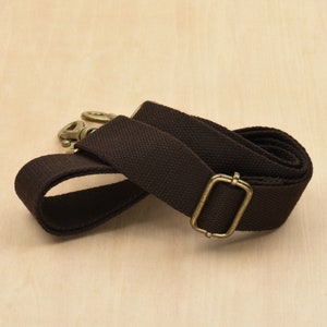 Dark Brown Canvas Bag Strap Adjustable Crossbody Strap 1.5 inch Width