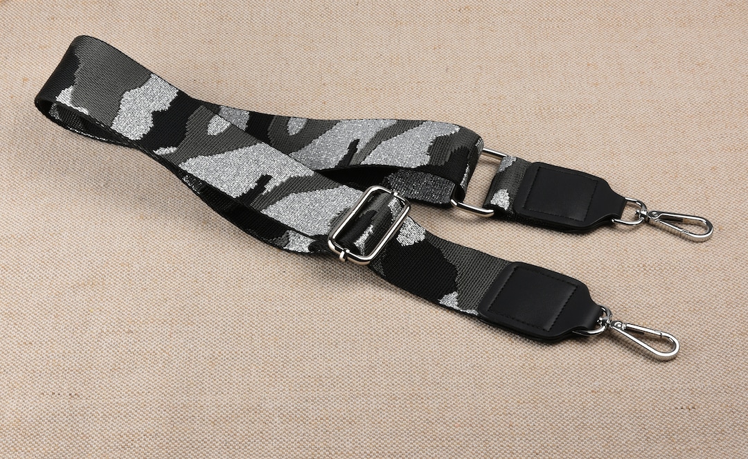 Black Silver and Grey Camo Bag Strap Adjustable Crossbody Purse Strap 2