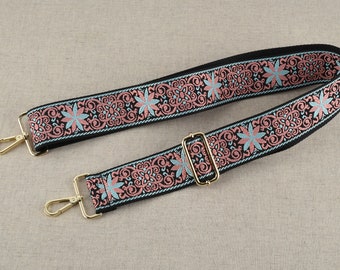 Pink Floral Purse Strap 5cm or 2 inch wide
