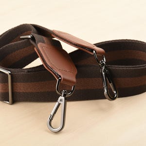 Brown Canvas Bag Strap Adjustable Crossbody Handbag Strap 1.5 inch Width