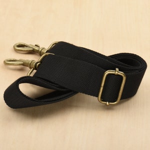 Black Canvas Webbing Strap Handbag Strap Adjustable Travel Bag Strap