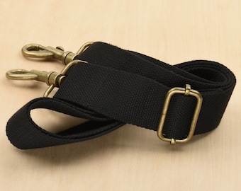 Black Canvas Webbing Strap Handbag Strap Adjustable Travel Bag Strap