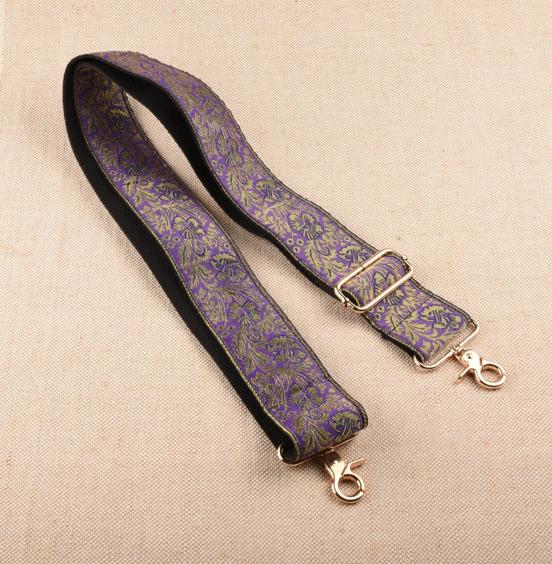 5cm Wide Purple Embroidered Bag Strap Adjustable Purse Strap Etsy