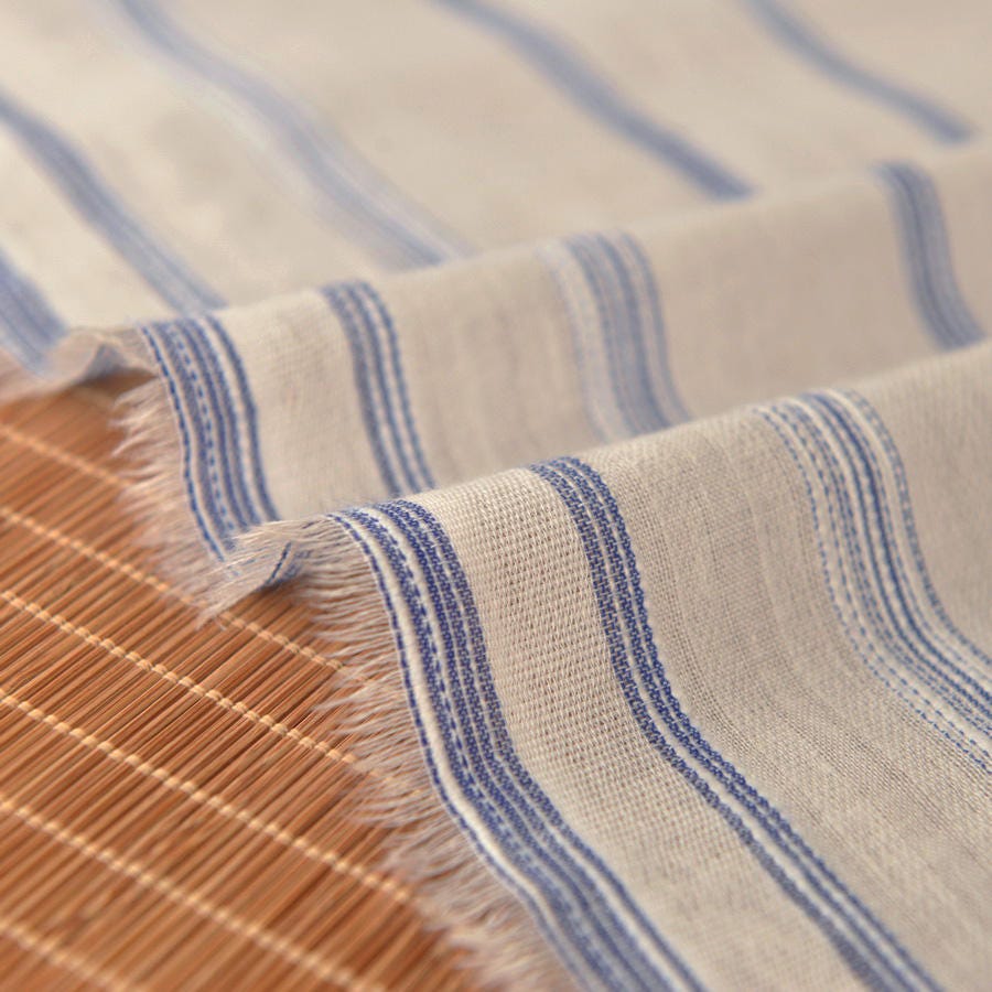 Blue White Striped Cotton Fabric ONE YARD MJ662 Etsy