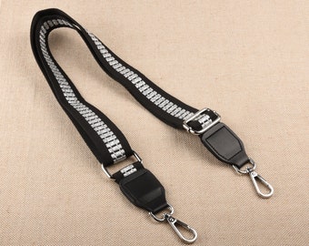 1.5" Black and Silver Cross Body Purse Strap Replacement