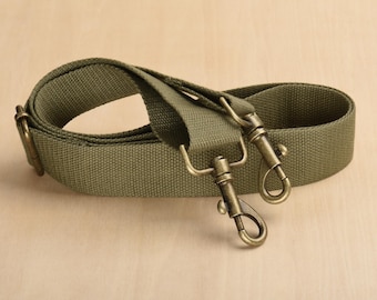 Green Canvas Bag Strap Adjustable Crossbody Handbag Strap 1.5 inch Width