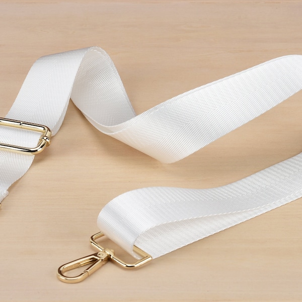 White Adjustable Crossbody Bag Strap Replacement 1.5 inch Width