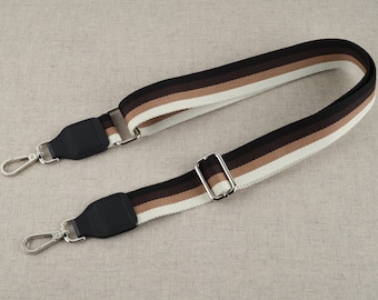 Brown Black and Bone color Bag Strap Adjustable Crossbody Purse Strap 3.8cm or 1.5 inch Width