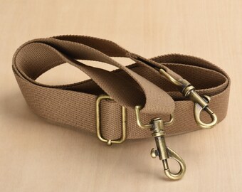 Light Brown Canvas Bag Strap Adjustable Crossbody Strap 1.5 inch Width