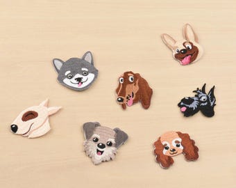 Embroidered Dog Head Iron On Patch