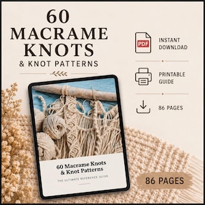60 Macrame Knots & Patterns PDF Guide | Beginner Step-by-Step Tutorials (Instant Download)