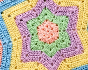 Pastel Star Crochet Blanket Pattern | Easy Baby Afghan Tutorial (PDF Download)