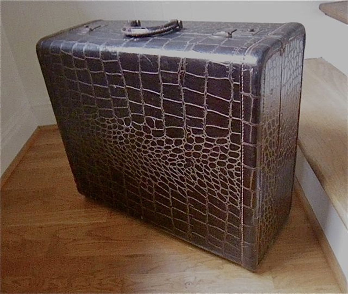 Vintage Leather Suitcase / Alligator Luggage / Storage Etsy