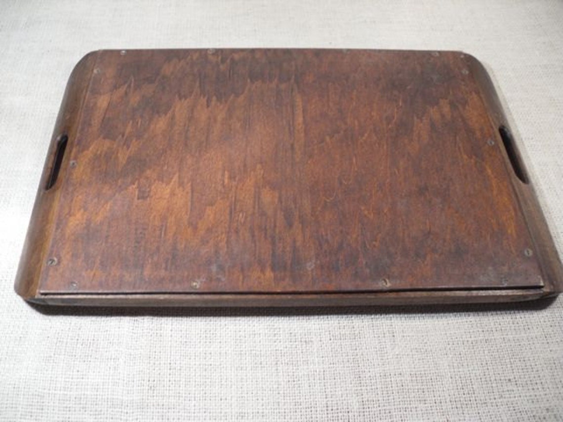 Antique Wood Serving Tray Rosewood Butterfly Wings Etsy
