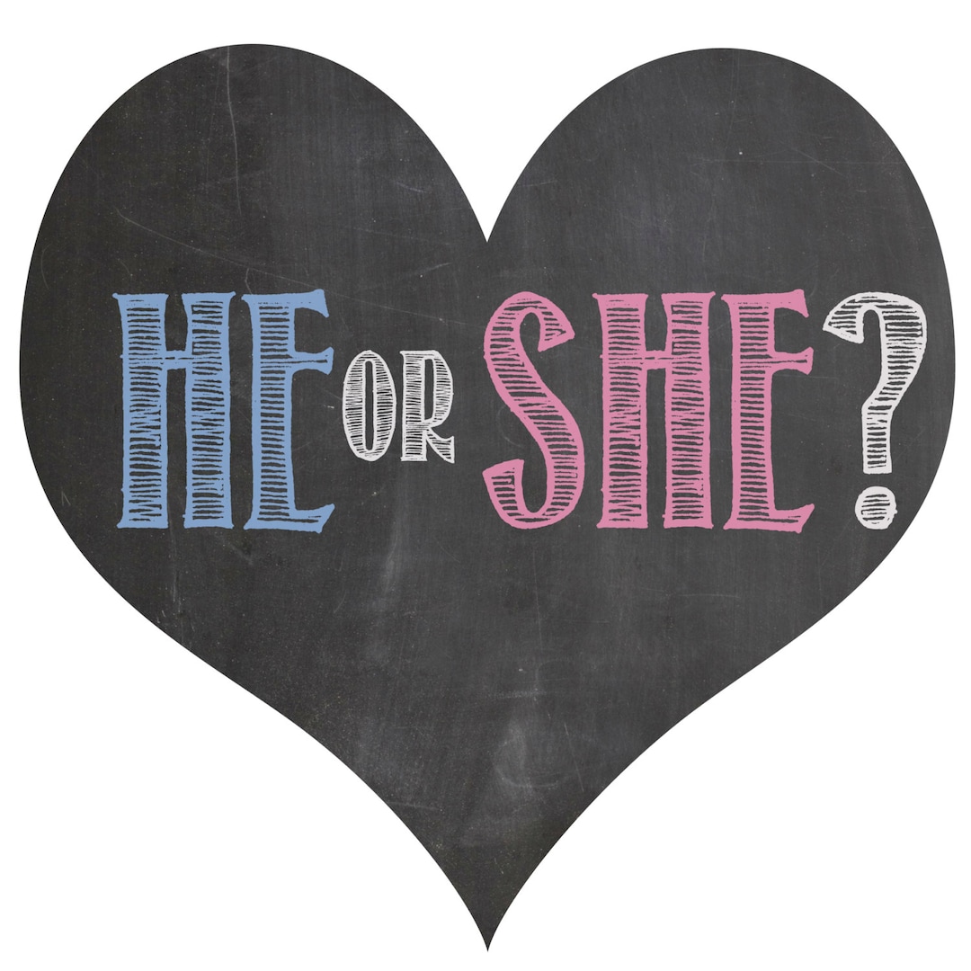 He or She Gender Sibling Reveal Balloon Box Sign Chalkboard Printable ...