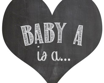 TWINS gender reveal balloon box signs chalkboard printable digital file sibling party baby a b