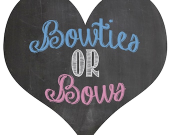 Bowties or Bows gender reveal balloon box sign chalkboard printable digital file
