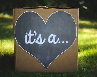 it's a... gender reveal balloon box sign chalkboard printable digital file sibling party